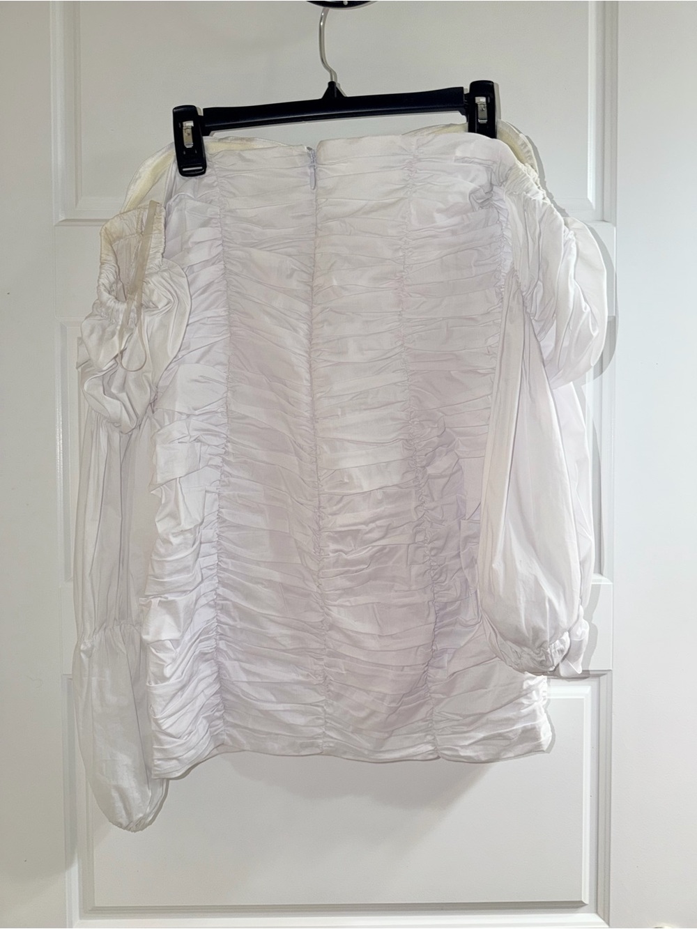 White Ruched Off-Shoulder Dress - Picture 5 of 9